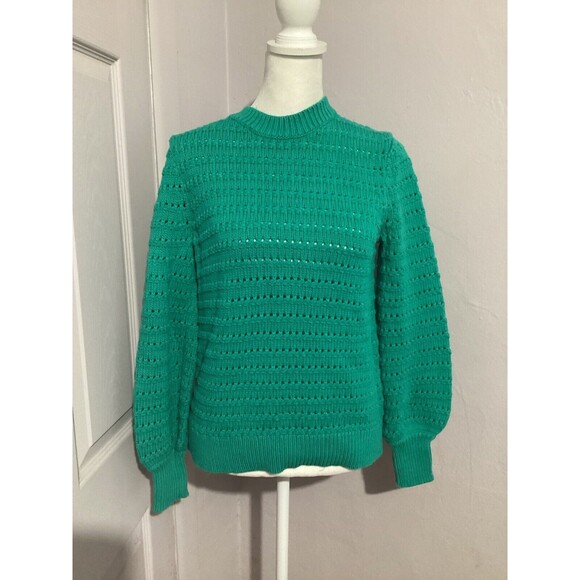 J. Crew Sweaters - J. Crew Women’s Size S Pullover Knit Sweater Pointelle Balloon Sleeve Green